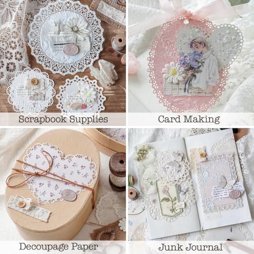 84 Pcs Lace Textured Scrapbook Paper Kit, Embossed Rice Paper For Decoupage