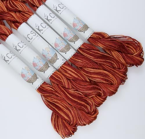 KCS Big skeins of 25 Meters Size 25 Color Variegated Cross Stitch Stranded Threads,6 skeins,69