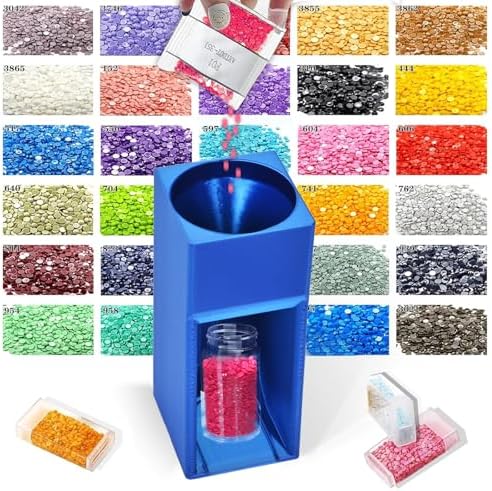 Diamond Painting Organizer,Diamond Painting Drill Funnel for Round Containers,Portable Diamond Art Funnel for Easy Transfer, Diamond Painting Accessories (Silk Jewel Blue)