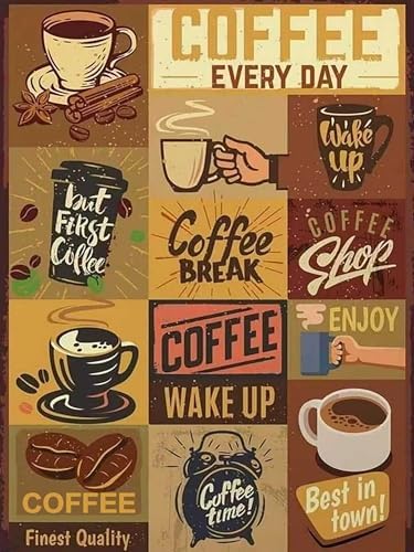 Coffee Diamond Art Kits for Adults,Diamond Painting Kits for Beginners