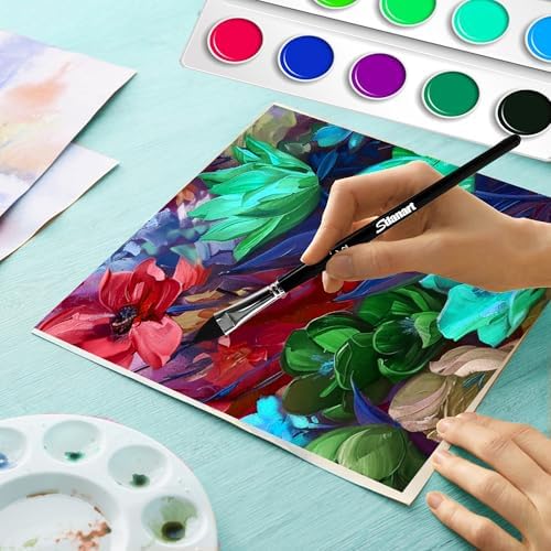 Sdanart Cat Tongue Watercolor Brushes,4 PCS Oval Wash Paint Brushes