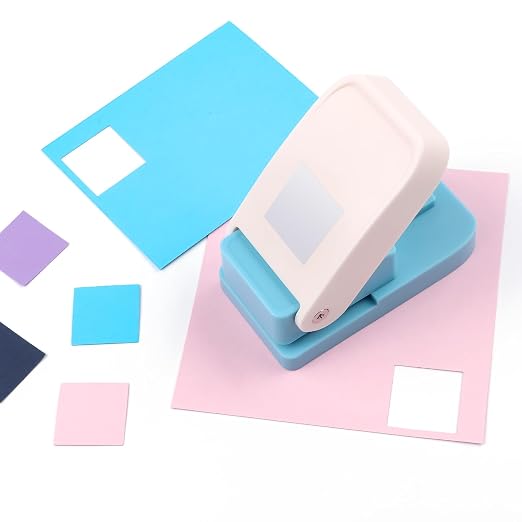 BAOFALI 1 Inch Square Punch Lever Action Craft Punch Making 1X1 inch Equilateral Square for Paper Crafting Scrapbooking DIY Card Making Arts Crafts Supplies