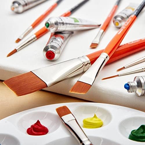 KINGART Premium Radiant 6400-1/8 Angular Shader Series Artist Brush, Synthetic Taklon Hair, Short Handle, for Acrylic, Oil and Watercolor Painting, Size 1/8"