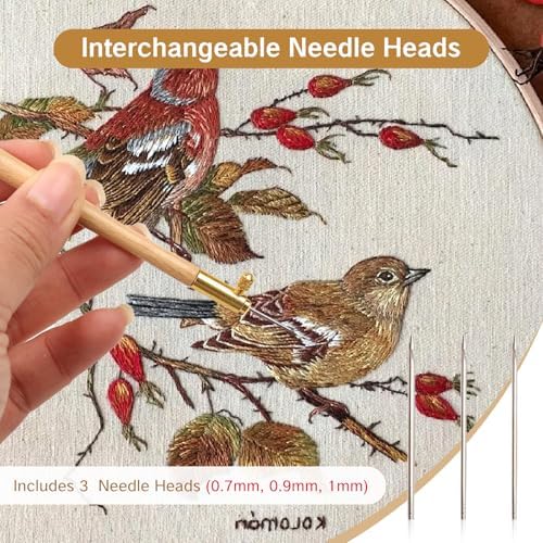 BRBASAP Tambour Embroidery Hook Needle Kit Beading Tool with 3 Needles for Beaded Designs Beadwork Sequin Crafting and Frame Work Complete Tambour Beading Kit for Beginners and Professionals