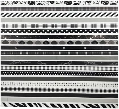 Vintage Thin Washi Tape, 7mm Narrow Decorative Tape for Journaling Planner Border Detailing，Bullet Journal, Minimalist Black White Fine Line Skinny Masking Tape for DIY Crafts Scrapbooking (20 Rolls)