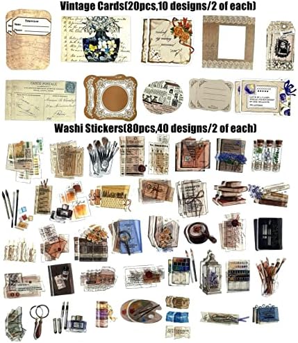 Esweny 260PCS Vintage Journaling Scrapbooking Supplies Scrapbook Sticker Paper Ephemera Pack for Junk Journal Planners Collage Craft Notebooks Album (Pen Ink and Letter)
