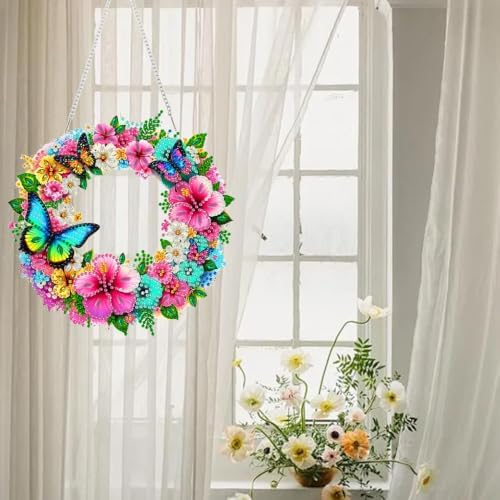 RYMILIE Hanging Diamond Art Kits for Adults Floral Butterfly