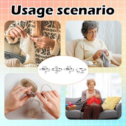 4pcs Knitting Crochet Loop Ring for Fingers Metal Open Yarn Guide Crochet Rings