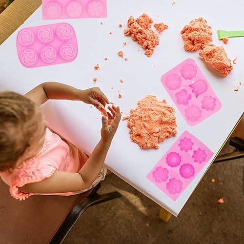4 Pcs Flower Soap Molds Rose Silicone Molds Cake Molds Floral Chocolate Mold Set for Home Handmade DIY Candle Baking Tray Bars Wax Melts Tool