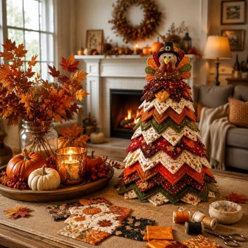 DIY Quilted Christmas Tree Kit, 3D Padded Fabric Sewing Craft Set (Chick)