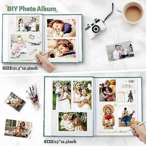 Artfeel Photo Album Self Adhesive Scrapbook,120 Pages Large Photo Book for 4x6,5x7,8x10 Pictures,DIY Album for Baby Wedding Family Travel Birthday,with Metallic Pen and Scraper