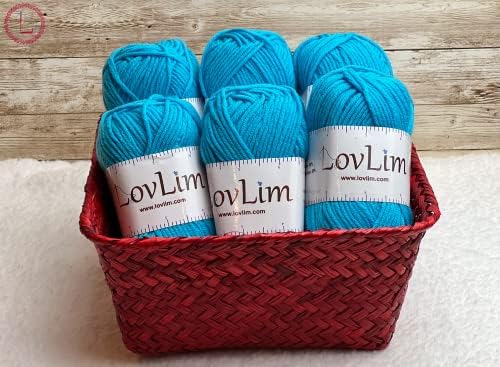 Yarn Pack, 2 skeins of 50g Each, Soft Cotton Yarn for Crochet and Knitting, Craft DK Amigurumi Yarn (Turquoise Blue)