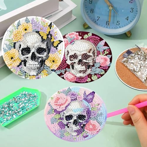 8 Pcs Diamond Art Coaster Kit for Adult with Holder, Diamond Coasters 4x4in