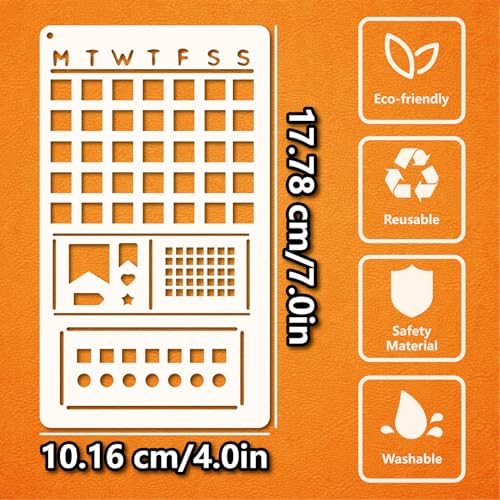 36pcs Journal Stencils Set 4 * 7 Inch Reusable Plastic Templates Planner Stencils Paint Template Bullet Journaling Supplies for Daily Planner Weekly Schedule Habit Tracker Note