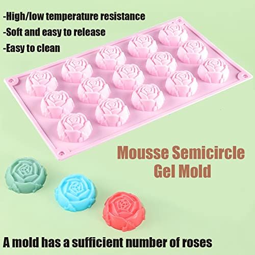 Rose Candy Chocolate Silicone Mold with 15 Hole Large Rose Shape Mold，DIY Flower Cookies Candy Gummy Chocolate Mold Perfect for Soap, Mousse Ice Cream Tray 1 Pack