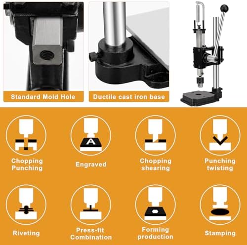 Leather Press Hole Puncher Upgraded Hand Punching Machine for DIY Leather Craft Punching Holes Cutting,Forming Pressing,Install Rivets and Snap Buttons