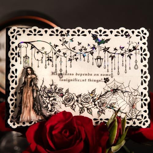 PET Tape Stickers for Scrapbooking Supplies,Retro Gothic Scrapbook Stickers