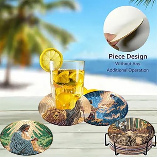 8 Pack Diamond Art Coasters,Jesus Christ Diamond Painting Coasters Kits
