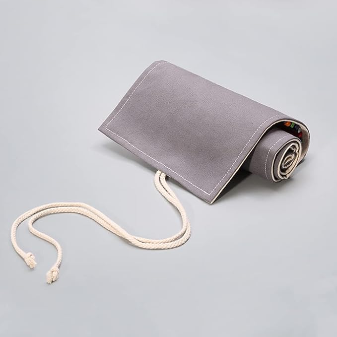 DIYOMR 24/36/72 Slots Pencil Wrap Pencil Rolls, Artist Colored Pencils Roll Up Bag Short Brushes Pouch Case Pencils Organizer for Drawing Coloring and Sketching,No Pencils (Grey, 72slots)