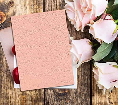 ALIBBON Lace Leaves Background Plastic Embossing Folders for Card Making, Vine Background Embossing Folders for DIY Scrapbooking, Flower Frame Folders for Paper Craft Photo Album Decorations