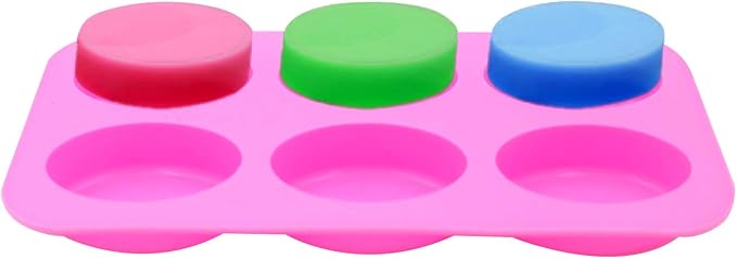 KINJOEK 6 Packs 36 Cavity Oval Silicone Soap Molds, Pink Soap Molds Silicone for Soap Making Bulk, Pudding Chocolate Cake Baking Molds, Soap Mold for Homemade DIY Scented Candles, Soap Making Supplies