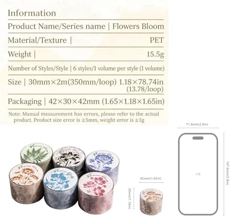 Vintage Landscape Butterfly Plant Flower PET Tape Stickers For Journaling Scrapbooking Laser Silver Ink Floral PET Tape Junk Journal Decorations Collage Tapes Set Scrapbook Stationery Planner Stickers