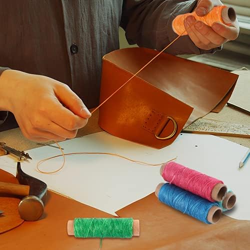 JANYUN 150D Waxed Leather Sewing Thread 264 Yards 8 Colors Cord for Craft