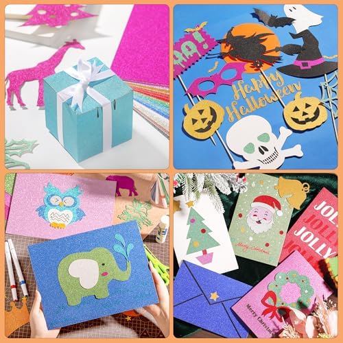 40 Sheets 20 Colors Glitter Cardstock 92lb Thick Sparkle Paper 8.5" x 11"