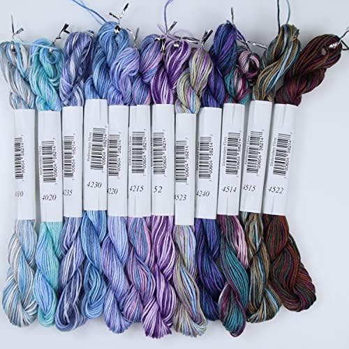 KCS Big skeins of 25 Meters Size 25 Color Variegated Cross Stitch Stranded Threads,12 skeins,07