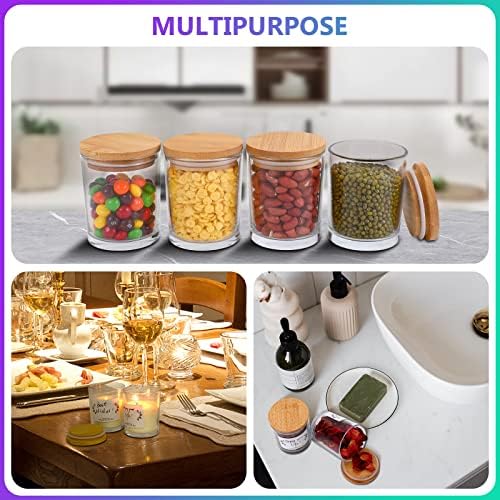 SAEUYVB 20 Pcs 6 oz Clear Glass Candle Jars with Bamboo Lids