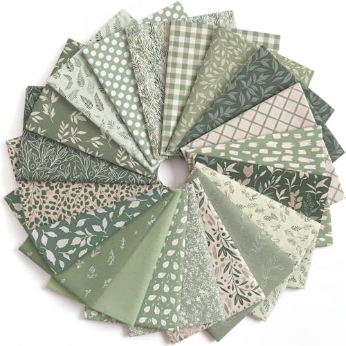 HunnmingRe 20 Pcs 10''x10'' Cottagecore Sage Green Quilting Fabric Square