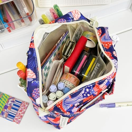 Multiple Pockets Portfolio Organizer with Zippered,Storage Pencil Pouch Bag