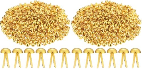 Hotop 500 Pcs Brads for Paper Crafts Metal Round Paper Fasteners for Craft Art Crafting School DIY Supplies(0.3 x 0.6 Inch,Golden) (Pack of 2)