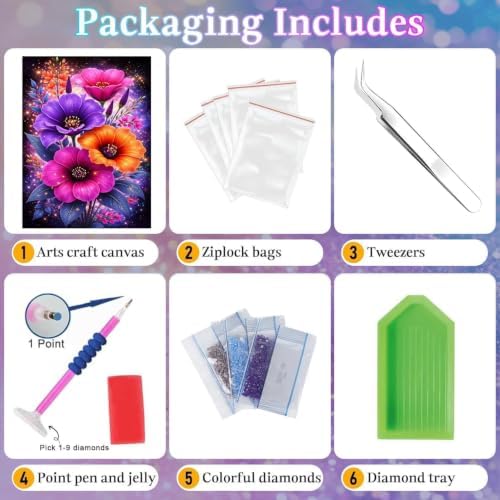 Diamond Art Kits for Adults-Flower Diamond Painting Kits for Adults