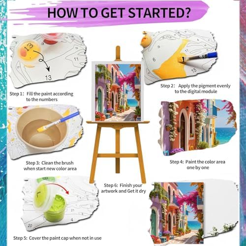 ajepon Landscape Paint by Numbers Kit for Adults - Painting by Number Kits Beautiful Landscape, Seaside Scenery Adults Paint by Numbers Kits on Canvas Without Frame for Home Wall Decor 16X20inch