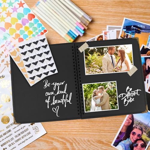 Joyberg Scrapbook 80 Pages, Scrapbooking Supplies 8 x 8 In, Scrapbook Album Suitable for Album Memory Book Wedding, Anniversary Family, DIY Craft Projects (Black)