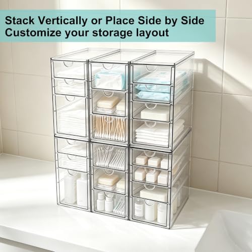 Prsildan Stackable Desk Organizers with 20 Drawers, Craft Storage Drawer