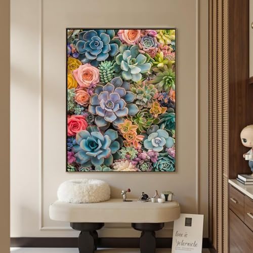 Amaieuin Succulent Paint by Numbers Kits for Adults,Canvas Paint by Numbers for Adults,Succulent Paint by Number Adult for Gifts and Home Wall 20x16in