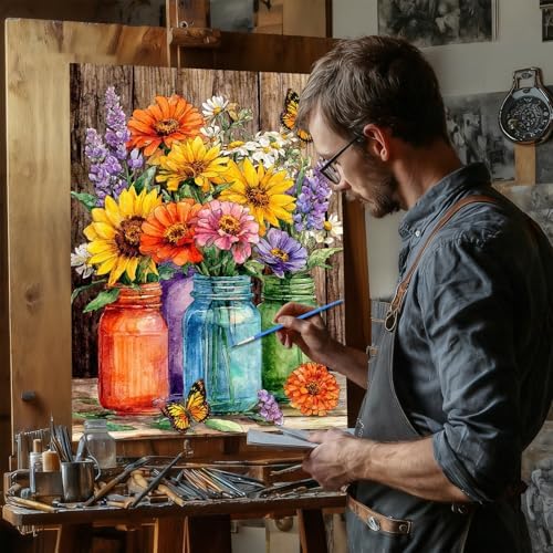 Reivworl Flowers Paint by Numbers Kit for Adults, Flowers Paint by Number for Adults Beginners, Painting by Number Kits for Gifts and Wall Decor 16x20Inch