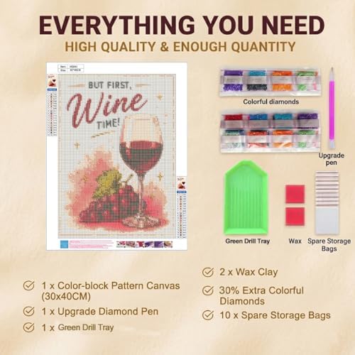 TOPCLTV Wine Glass Diamond Art Kits for Adults, 5D Bar Diamond Painting Kit