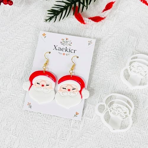 Xaekicr Christmas Santa Polymer Clay Cutters Set – Clay Earring Cutters for DIY Earrings – Cute Holiday Face Clay Molds – Polymer Clay Tools for Jewelry Making