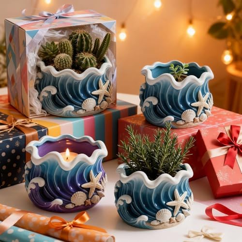 Wave Candle Molds, Seashell Jar Silicone Molds for Resin, Concrete