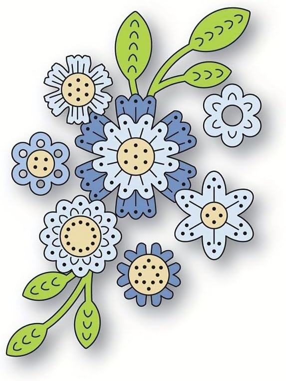 Lapoo Flowers Cutting Die for Scrapbooking - Durable Metal Cutting Die for DIY Scrapbook Photo Album Decorative Paper Card, Metal Card Making Supplies (Colorful Small Flowers 3.7 x 2.6 in)