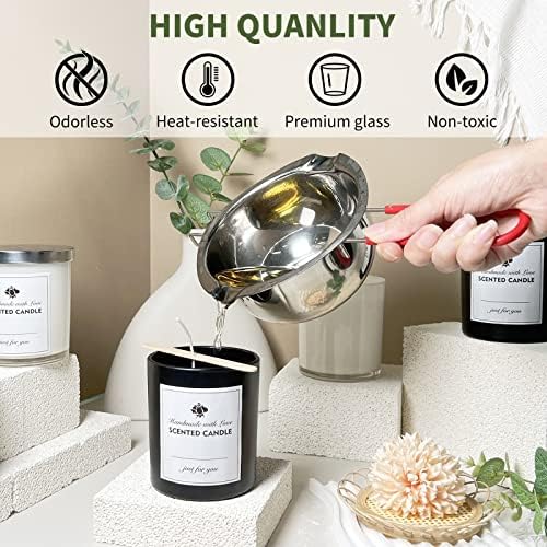 SUPMIND 10oz Matte Black Glass Candle Jars with Lid,12pcs for Candle Making