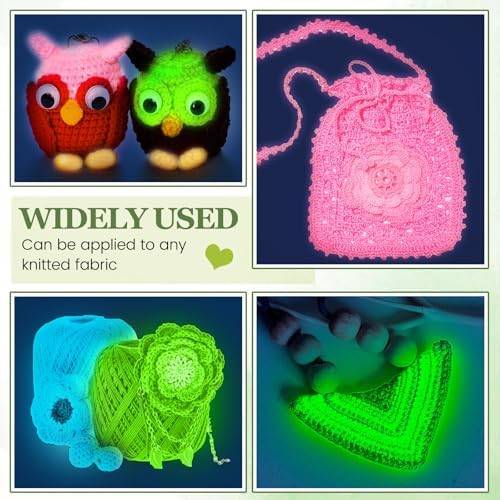 WILLBOND 5 Rolls Glow in The Dark Yarn for Crocheting, Gorgeous