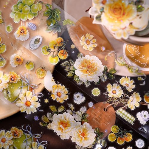 XiaoBaiJia Green Grape Vine, Pre-Cut PET Shell Light Tape, Washi Stickers,2.36" x5.47 YDD for Journal Stickers Journaling Planner Scrapbooking Junk Journal Stickers Craft Supplies