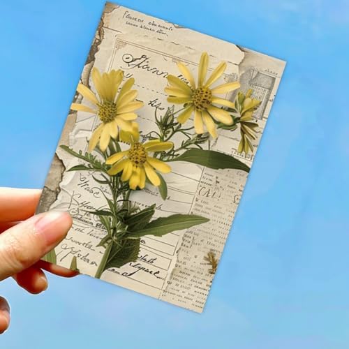 Bomichi 16 Sheets Scrapbook Paper, Vintage Decorative Scrapbook Supplies for Junk Journal Card Making Picture Art Collage DIY 4.1x5.8 inches, Plants theme