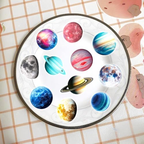 50pcs Celestial Body Stickers for Laptop Water Bottles, Transparent PET Waterproof Adhesive Star Decals Planet Sticker for Kids Birthday Party Scrapbook Phone (Star)