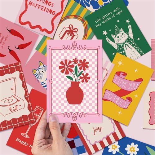 64Pcs Pink Coquette Room Decor Postcards, 4x6 Post Cards for Mailing, Coquette Posters Wall Collage Kit for Teen Girls Room Decor, Trendy Pink Wall Decor Aesthetic