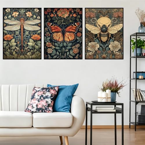 3 Pcs Diamond Art Kits for Adults, 5D Insect Diamond Painting Kits 12x16 In